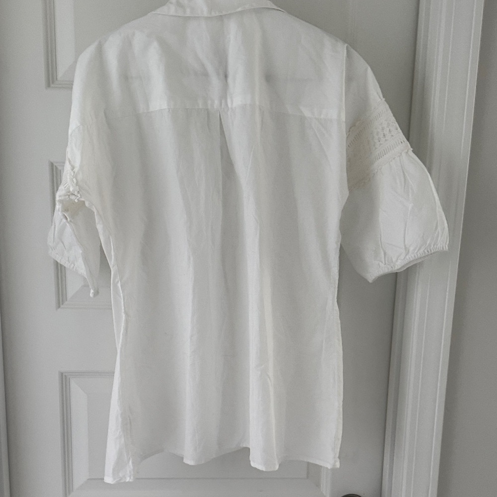 Anthropologie White Lightweight Popover Top - Picture 5 of 7